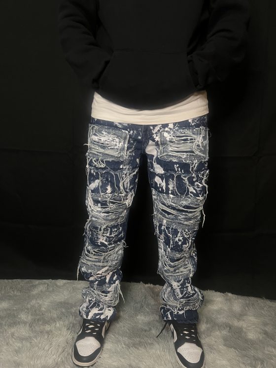 JEANS RIPPED BLU